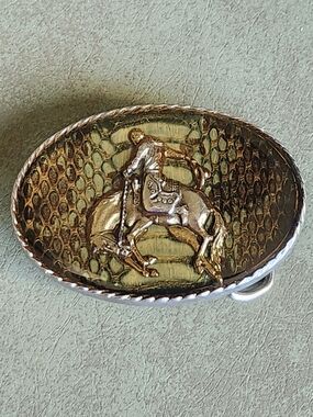 Vintage Resin Buckle Cowboy Bronc Snake Skin